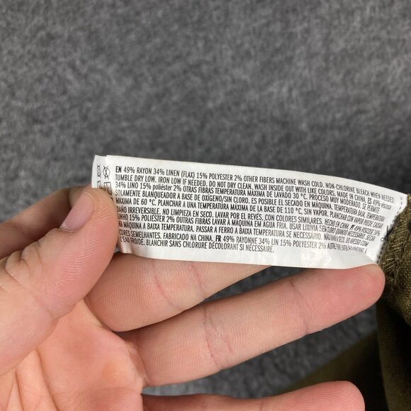 Forever 21 Linen Blend Cargo Pants Womens XL Extra Large Olive Green Parachute - Picture 4 of 11